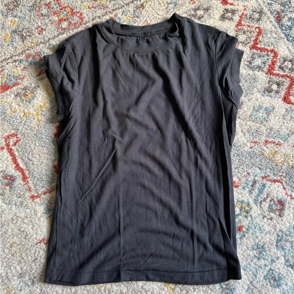 Skims Ribbed t-shirt graphite gray Crewneck Top